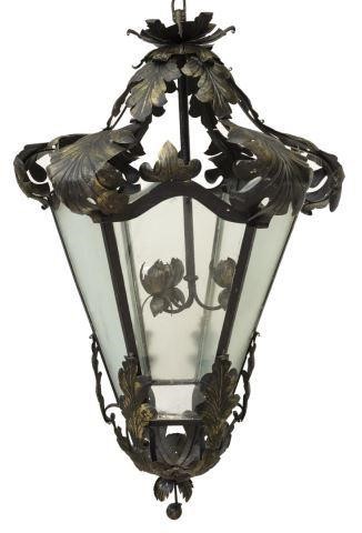 FRENCH IRON GLASS THREE LIGHT 3c0bec