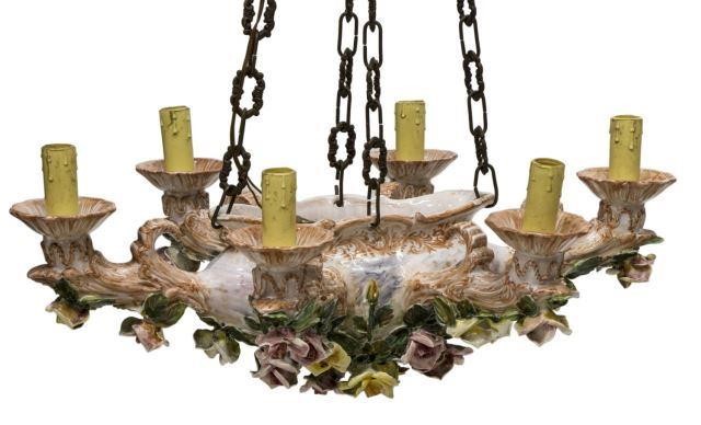 ITALIAN 6-LIGHT CERAMIC FLORAL