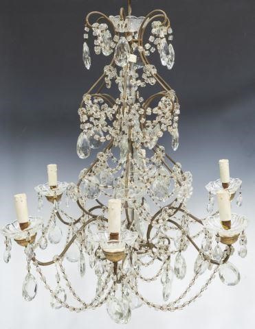 ITALIAN GILT IRON CRYSTAL SIX LIGHT 3c0c14