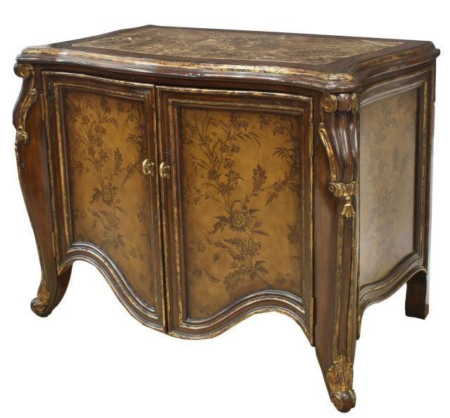 LARGE PAINTED PARCEL GILT MARBLE-TOP