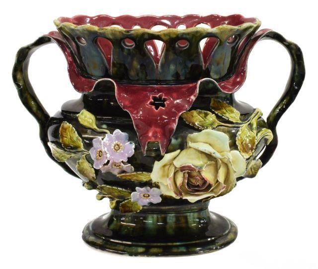 FRENCH BARBOTINE MAJOLICA JARDINIEREFrench 3c0c5f