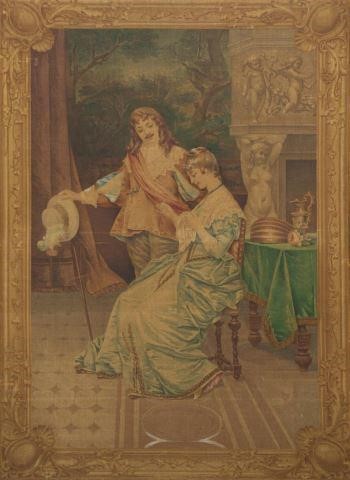 LARGE FRAMED COURTING SCENE PAINTED 3c0c70