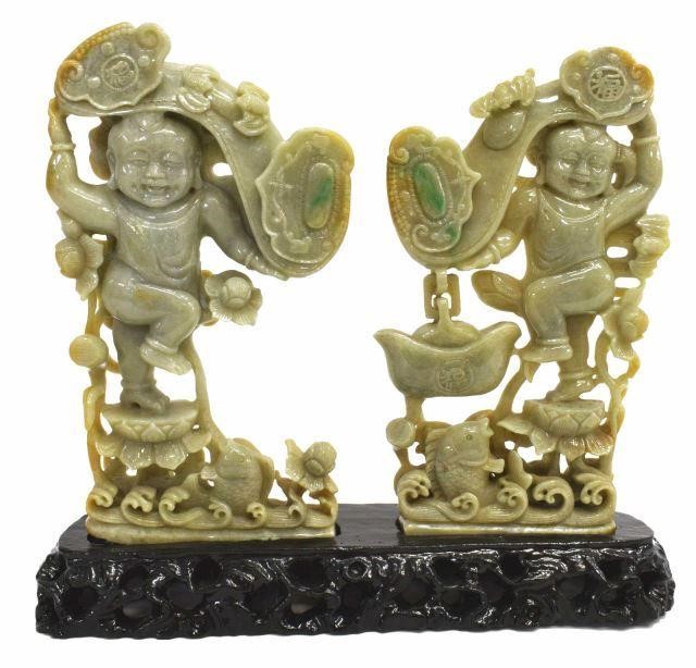 CHINESE CARVED JADE DEITY FIGURES