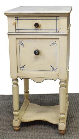 FRENCH MARBLE-TOP PAINTED BEDSIDE