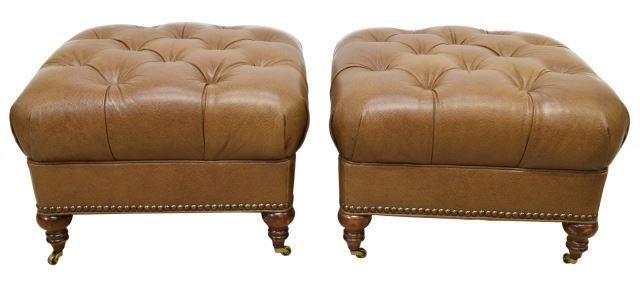  2 CONTEMPORARY LEATHER OTTOMANS 3c0d41