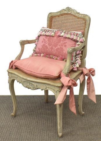FRENCH LOUIS XV STYLE CANE FAUTEUILFrench