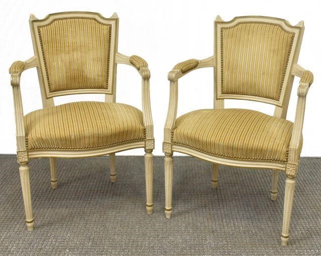  2 FRENCH LOUIS XVI STYLE UPHOLSTERED 3c0db4