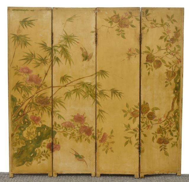 FOUR-PANEL FOLDING SCREEN PAINTED