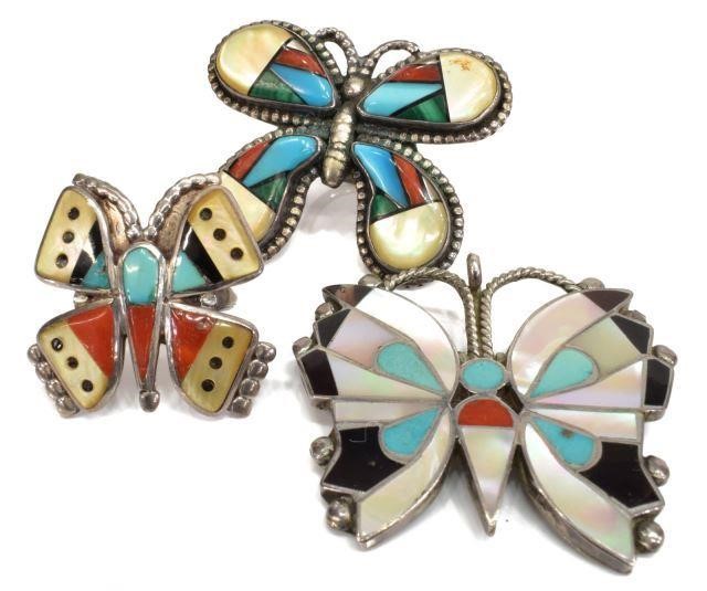  3 ZUNI INLAID BUTTERFLY JEWELRY  3c0e7b