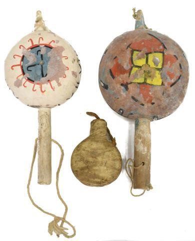  3 NATIVE AMERICAN PAINTED RATTLES 3c0fe0