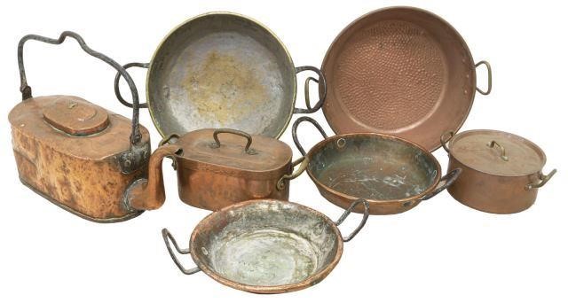  7 FRENCH COPPER BRASS KITCHENWARE lot 3c0fe8