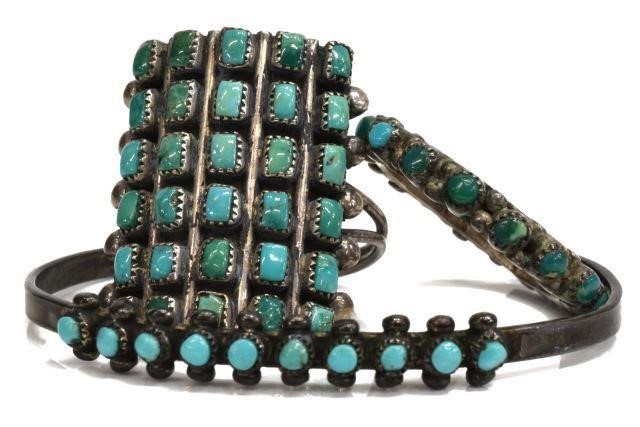  3 NATIVE AMERICAN SILVER TURQUOISE 3c0ffe