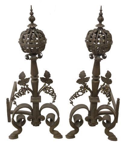 2 FRENCH WROUGHT IRON PATINATED 3c1028