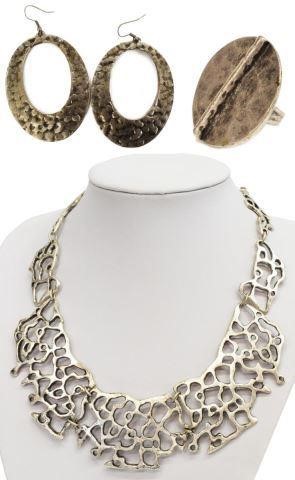 (LOT) MODERNIST NECKLACE, EARRINGS