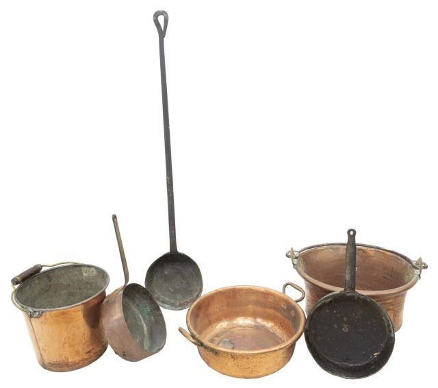  6 FRENCH COPPER KITCHENWARE  3c1062