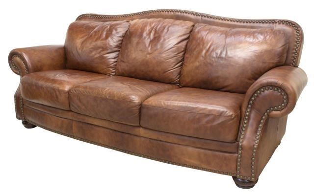 CONTEMPORARY BROWN LEATHER THREE