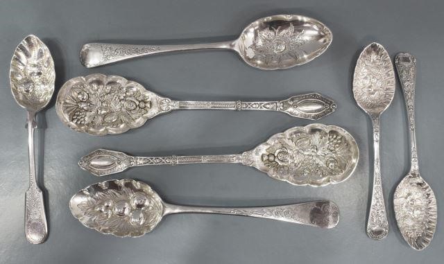 (7) STERLING & PLATE SPOONS, WILLIAM