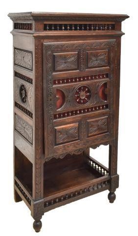 FRENCH BRETON CARVED OAK CABINETFrench 3c10c5