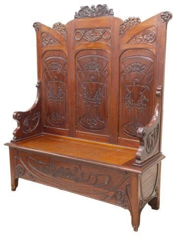 FRENCH ART NOUVEAU CARVED MAHOGANY