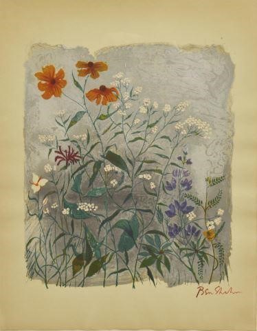 BEN SHAHN (1898-1969) FLOWERS LITHOGRAPHFramed