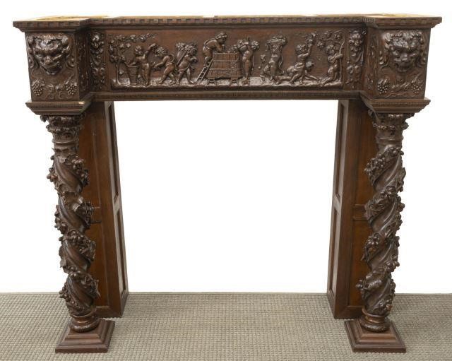 FINE ITALIAN CARVED WALNUT FIREPLACE 3c11a7