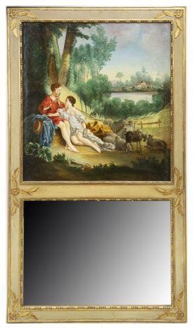 FRENCH TRUMEAU MIRROR W/ PASTORAL