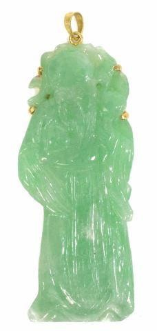 CHINESE FIGURAL CARVED JADE 18KT 3c11dc