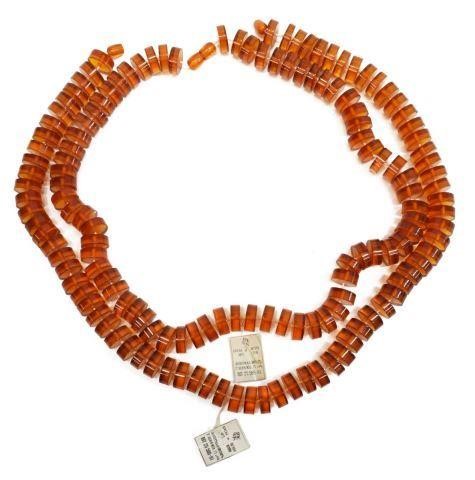  2 RUSSIAN AMBER DISC BEADED NECKLACES lot 3c120b