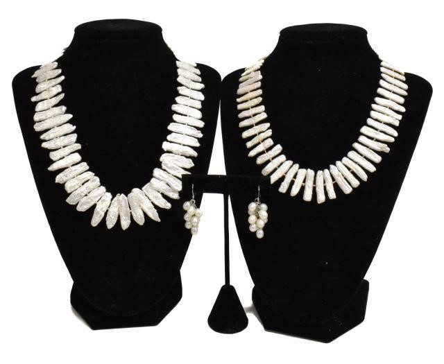 (LOT) BAROQUE PEARL NECKLACES & CLUSTER