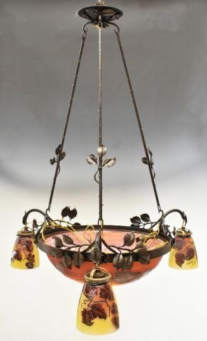 FRENCH ART NOUVEAU ART GLASS FOUR-LIGHT