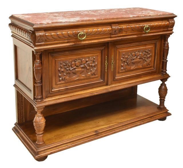 FRENCH HENRI II STYLE MARBLE TOP 3c125a