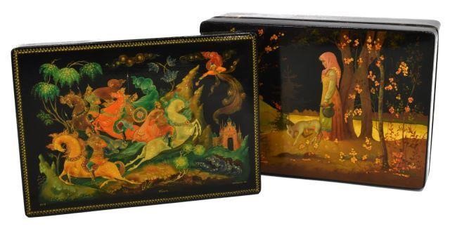 (2) RUSSIAN LACQUERED FAIRYTALE BOXESRussian