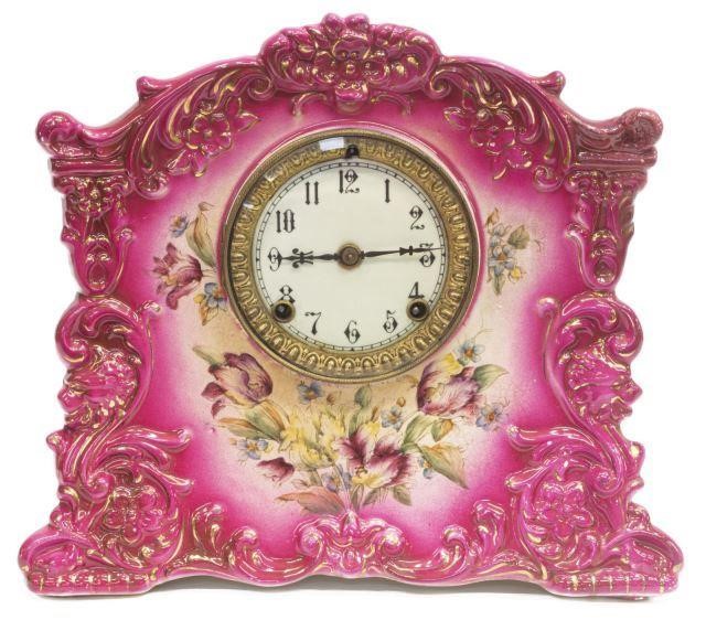 AMERICAN ANSONIA  PORCELAIN MANTEL CLOCKAmerican