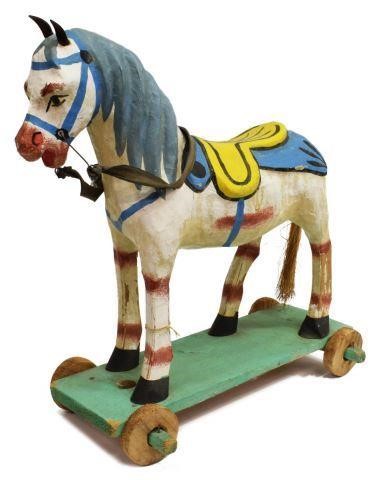 VINTAGE WOOD PAPIER MACHE HORSE 3c12f9