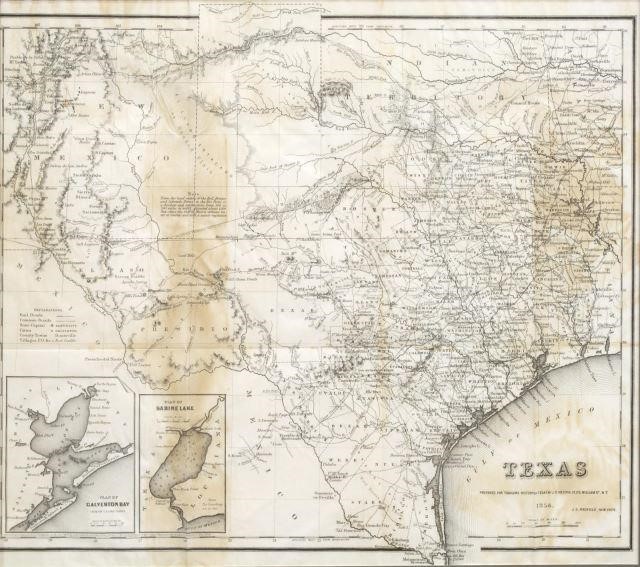 FRAMED 1856 MAP OF TEXASFramed