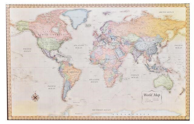 FRAMED MAGNETIC MAP OF THE WORLDFramed
