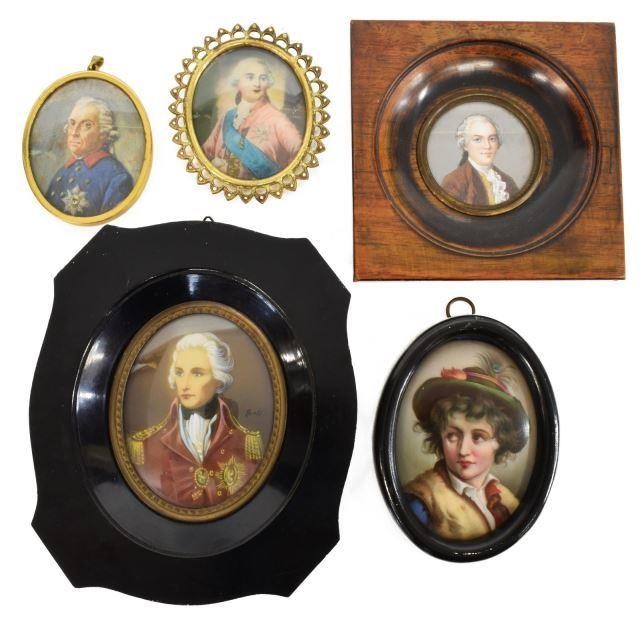  5 FRAMED MALE PORTRAIT MINIATURES  3c13c1