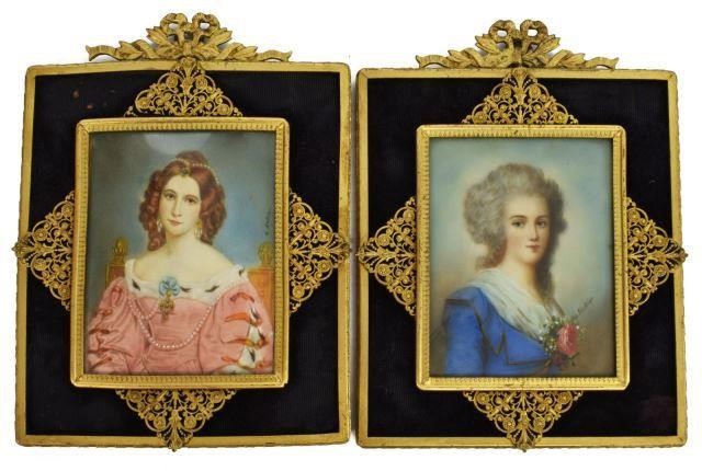  2 FRAMED PORTRAIT MINIATURES 3c13ca