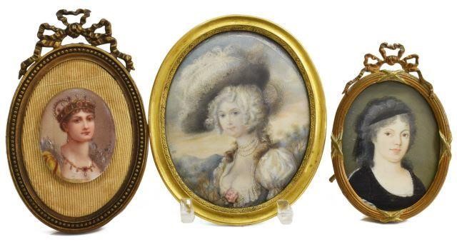 (3) PAINTED PORTRAIT MINIATURES,