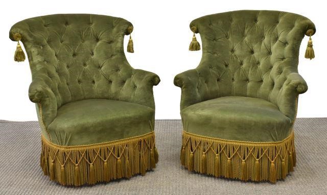  2 NAPOLEON III BUTTONED UPHOLSTERD 3c13f7