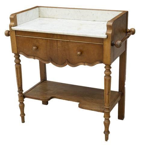 FRENCH MARBLE-TOP FRUITWOOD WASHSTANDFrench