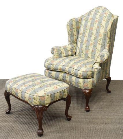  2 QUEEN ANNE STYLE WINGBACK ARMCHAIR 3c1443