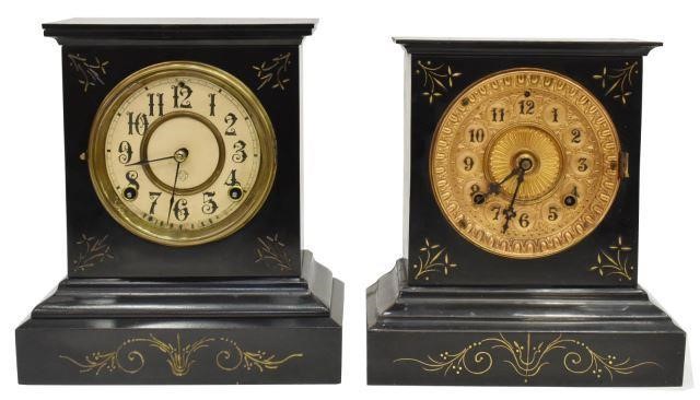 (2) ANSONIA CLOCK CO CAST IRON