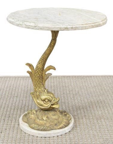 MARBLE-TOP BRONZE DOLPHIN SIDE
