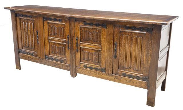 FRENCH GOTHIC STYLE CARVED OAK SIDEBOARDFrench