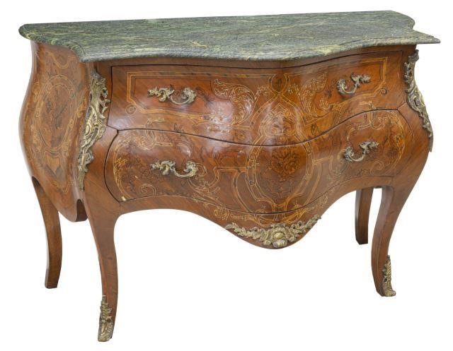 FRENCH STYLE MARBLE TOP BOMBE COMMODEFrench 3c1584