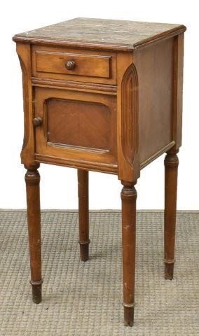 FRENCH MARBLE TOP WALNUT BEDSIDE 3c15c3