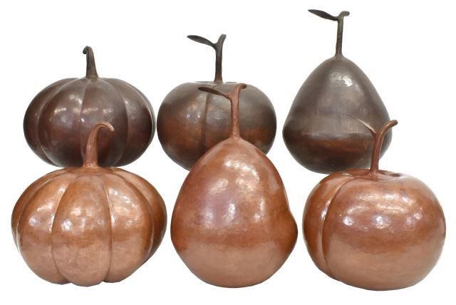  6 LARGE HAMMERED COPPER FRUIT 3c15d5