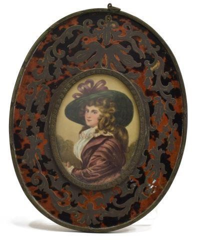 PAINTED MINIATURE PORTRAIT IN BOULLE
