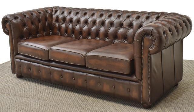 ENGLISH CHESTERFIELD BROWN LEATHER